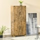 image 2 of HOMCOM Farmhouse 4-Door Cabinet with Storage Shelves for Bedroom Rustic Wood