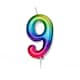 image 1 of Anniversary House Age 9 Metallic Numeral Moulded Pick Candle Rainbow