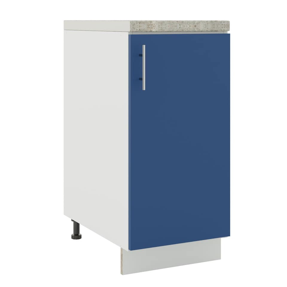 image 1 of JD Greta Adjustable Legs Kitchen Base Unit 400mm Storage Cabinet With Door Shelf 40cm - Navy Blue Matt With Worktop