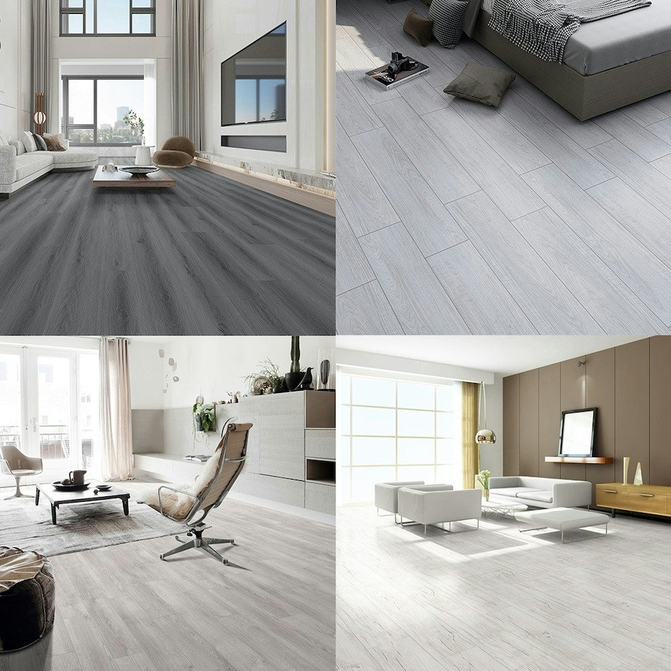 image 1 of Living and Home 21Pcs Rustic Style Wood Plank PVC Flooring - White 91.5 L x 15.2 Wcm | White
