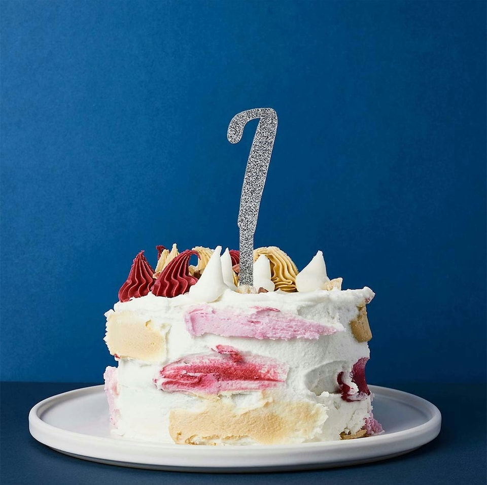 Silver Number '7' Glitter Acrylic Cake Topper | Multi
