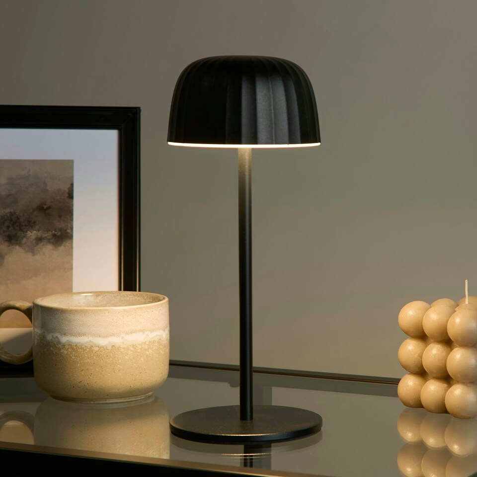 image 1 of Ella Outdoor Rechargeable Table Lamp - Grey Black