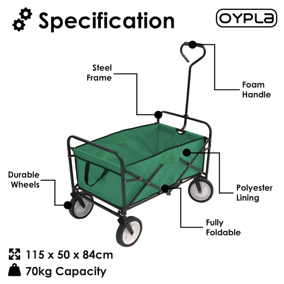 image 1 of Green Heavy Duty Foldable Garden Festival Trolley Cart Wagon Truck