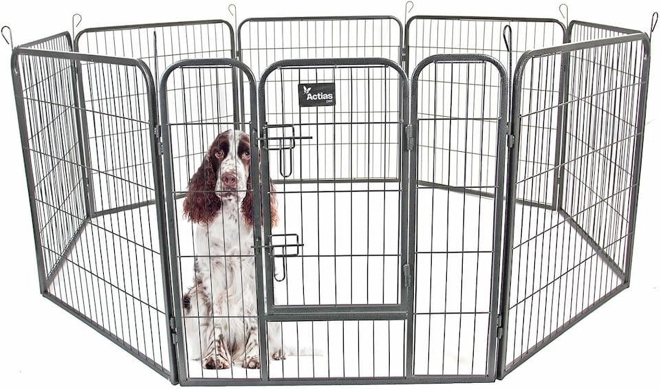 image 1 of Actiaspet Heavy Duty 8 Panel Pet & Small Animal Playpen Run Metal Folding Cage (Silver, Medium, 8)