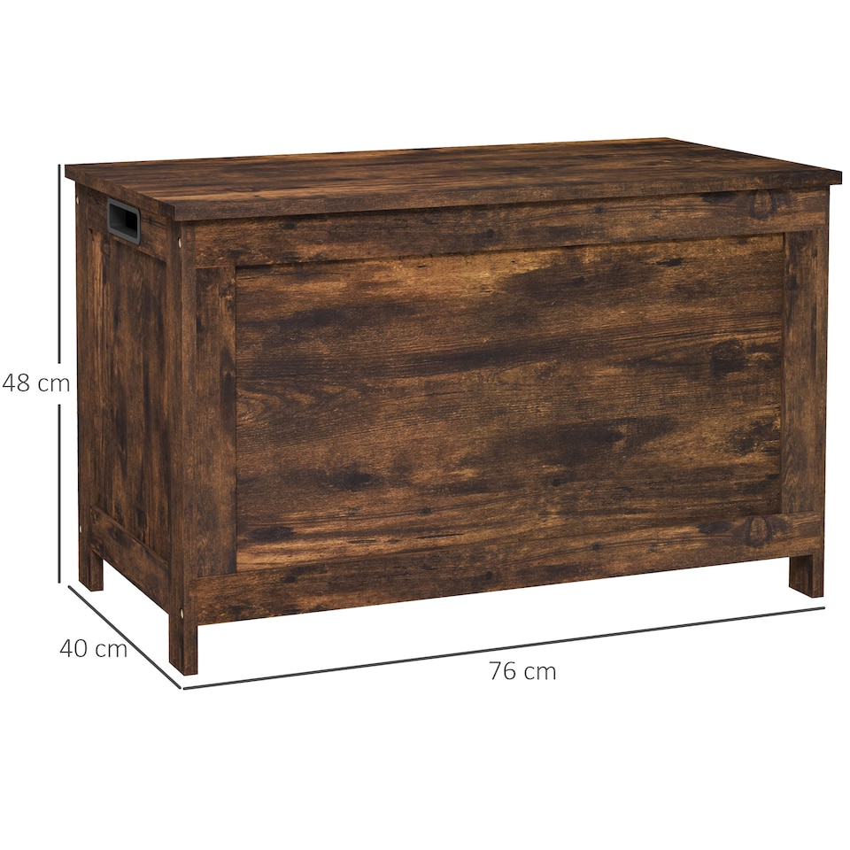 image 1 of HOMCOM Storage Chest with 2 Safety Hinges, Storage Bench, Rustic Brown