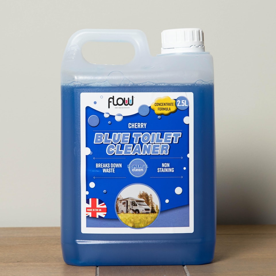 image 1 of 2.5 Litres Cherry Blue Toilet Waste Tank Cleaning Rinse Concentrate Fluid