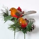 image 4 of Homescapes Set of 2 Artificial Robin and Foliage Picks, 18 cm