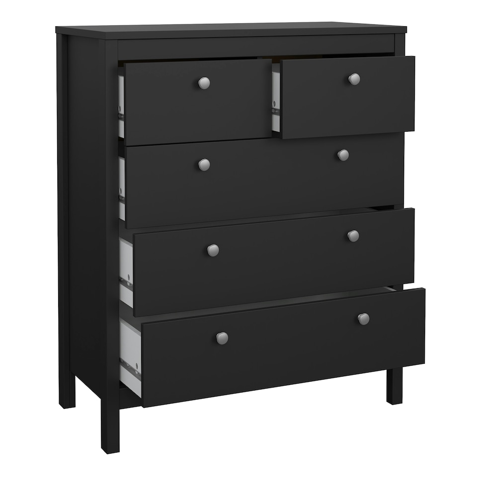image 1 of Madrid 3 Piece Bundle, Bedside, Chest and 3 Door Wardrobe in Matt Black