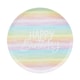 image 1 of Pastel Rainbow Stripes Happy Birthday Eco Round Paper Plates 23cm - Pack of 8 Multi