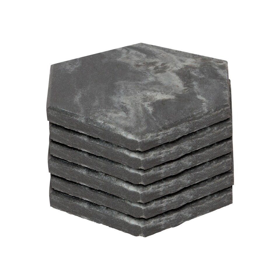 image 1 of Argon Tableware Hexagonal Marble Coasters - 10cm - Black - Pack of 6