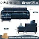 image 3 of Yaheetech 189 cm W 3-Seater Sofa with Ottoman | Blue | Three Seater
