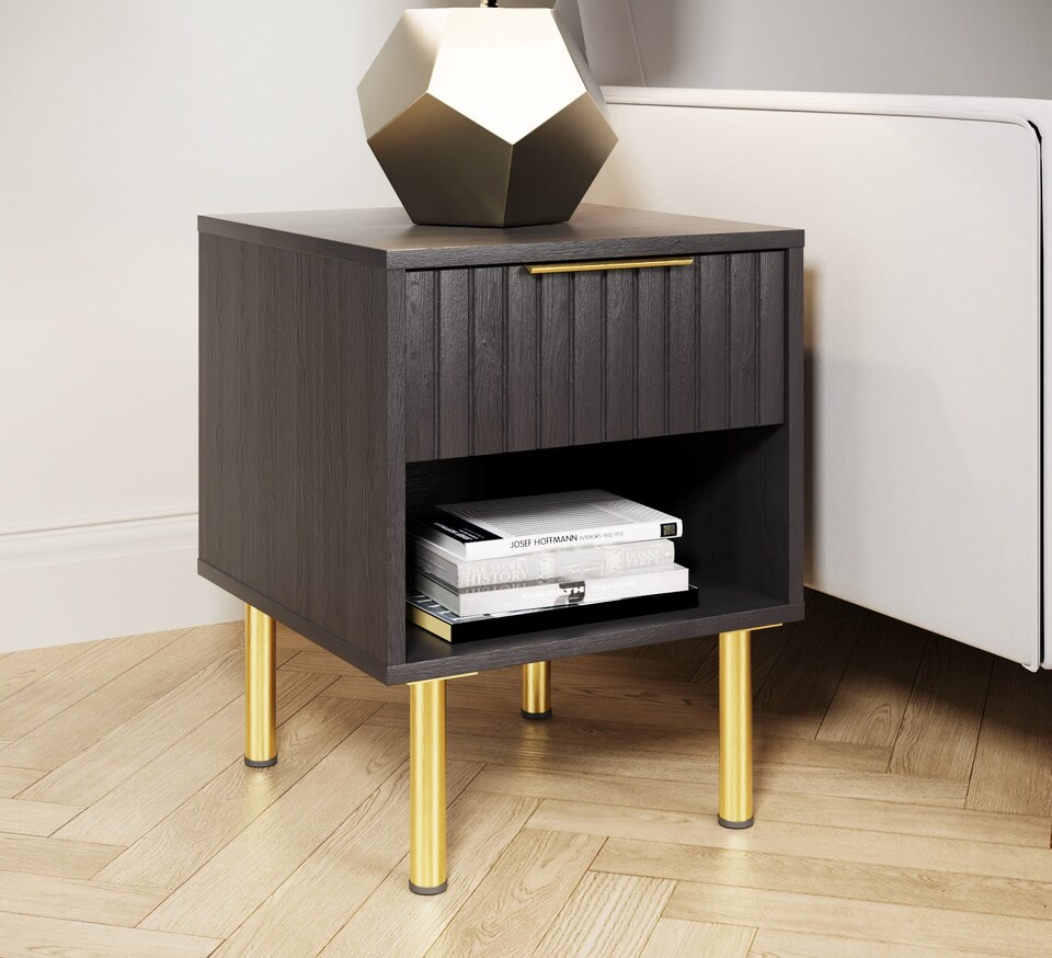 image 1 of Nervata Lamp Table | Black | Black