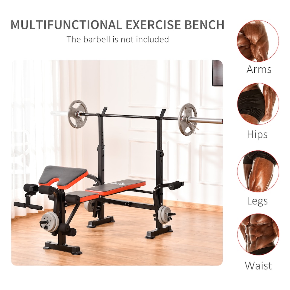image 1 of HOMCOM Multi-Function Adjustable Weight Training Bench Gym Fitness Lifting