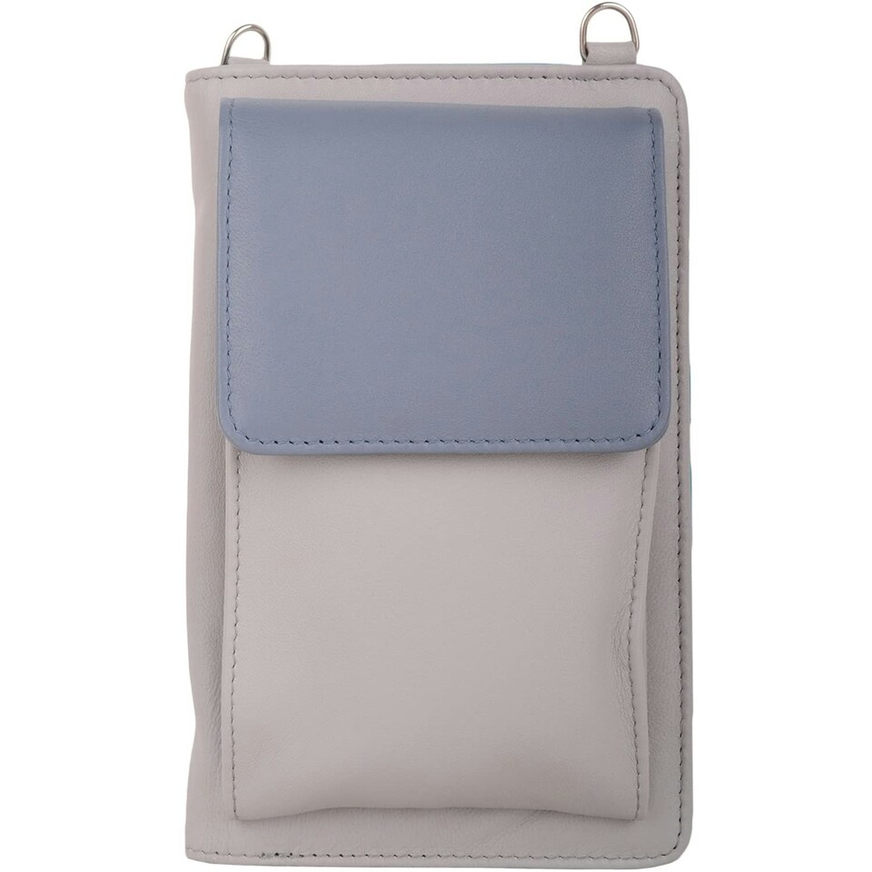 image 1 of Lightweight Genuine Leather Travel Phone Cross Body Shoulder Bag Grey | Grey