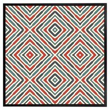 Repeated squares and rhombuses ornamental abstract tribal motif (Picture Frame) Black | XL