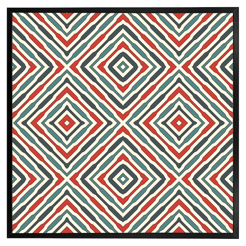 image 1 of Repeated squares and rhombuses ornamental abstract tribal motif (Picture Frame) Black | XL