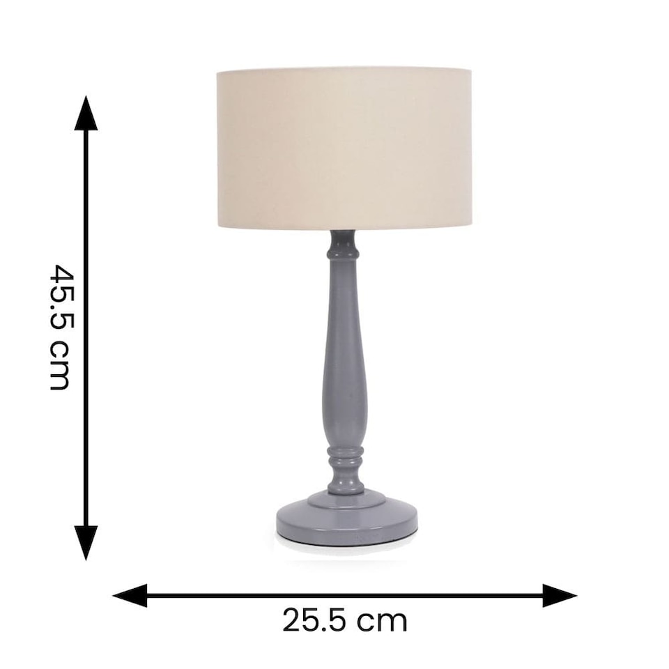 image 1 of ValueLights Victoria Grey Wood Table Lamp Cream Shade