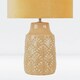 image 5 of First Choice Lighting Peacock Glazed Ceramic Lamp with Ochre Velour Shade Yellow | Yellow