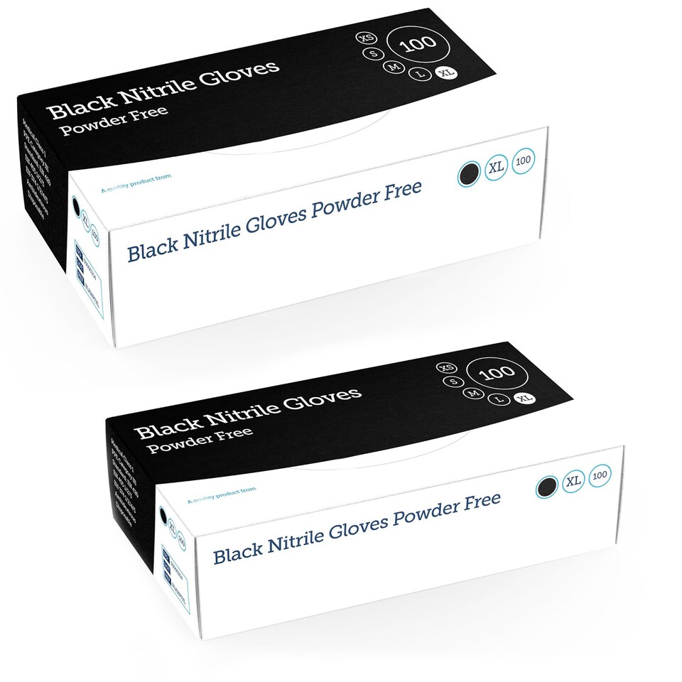 image 1 of 200 x Small Black Strong Nitrile Powder Free Gloves Ideal For Medical, Tattoo, Barber Shop & Mechanical