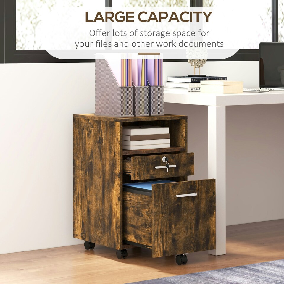 image 1 of Vinsetto Mobile File Cabinet Lockable Documents Storage w/ 5 Wheels Black