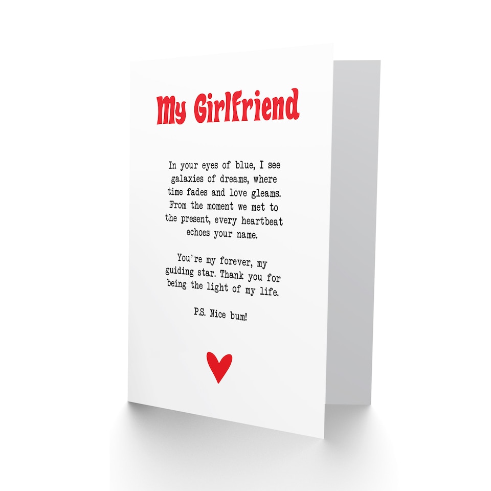 image 1 of Greeting Card Love Poem Blue Eyes Girlfriend Romantic Valentine's Day