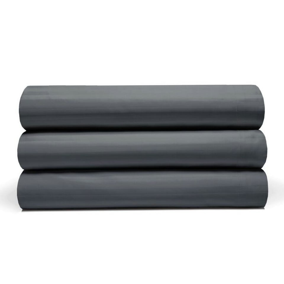 Belledorm Hotel Stripe Flat Sheet - Charcoal - Single