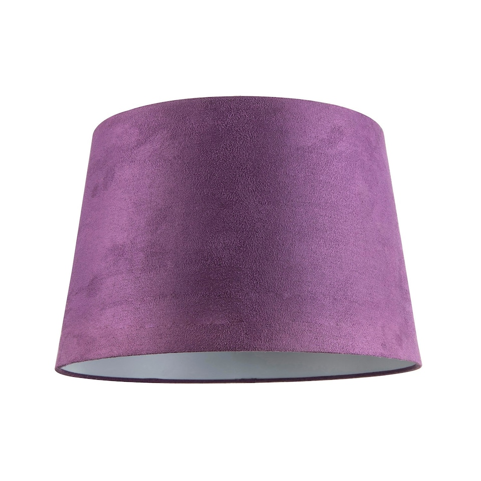 image 1 of Deep Purple Velvet 12 Inch Drum Lamp Shade with White Cotton Inner Purple