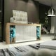 image 3 of Sideboard 164cm White Gloss Doors Oak Matt Body Free LED | Multi | Oak