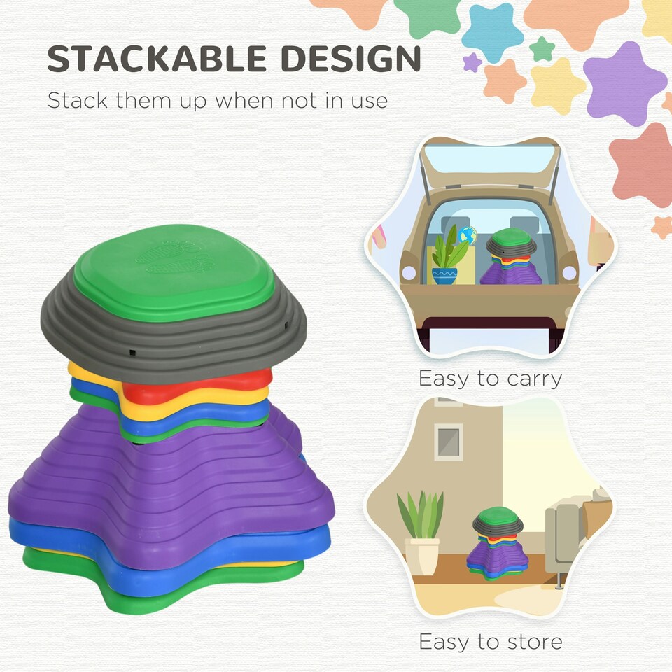 image 1 of ZONEKIZ Kids Stepping Stones, 11 Pieces Balance River Stones for Obstacle Course