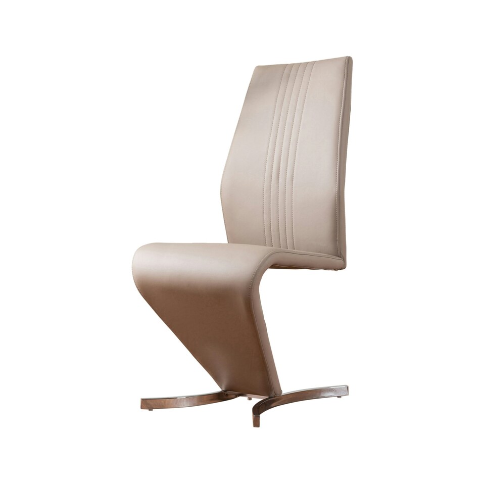 image 1 of Furniturebox 2x Willow Cappuccino Beige Faux Leather Chrome 'Z' Dining Chairs