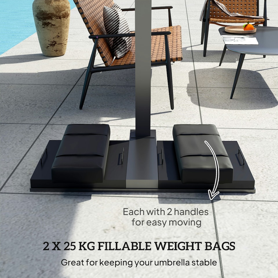 image 1 of Outsunny Parasol Weights Set of 2, Parasol Base Weights Bags, Black