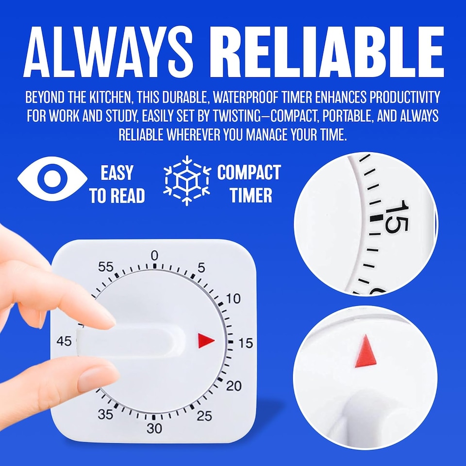 image 1 of 60 Minutes Kitchen Timer Clock Alarm Alert Food Preparation Cooking Baking Utensil