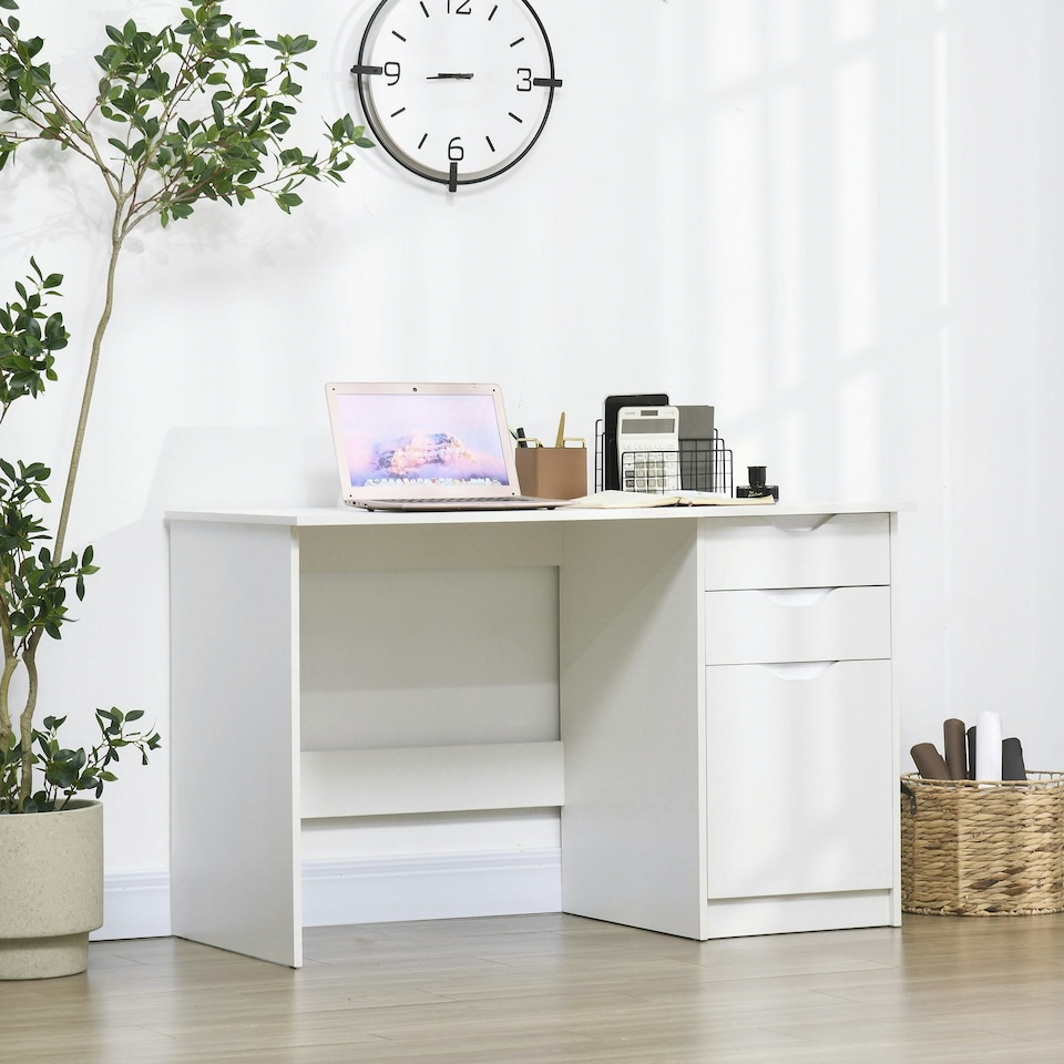 image 1 of HOMCOM Computer Desk w/ Drawers Modern Writing Workstation for Home Office