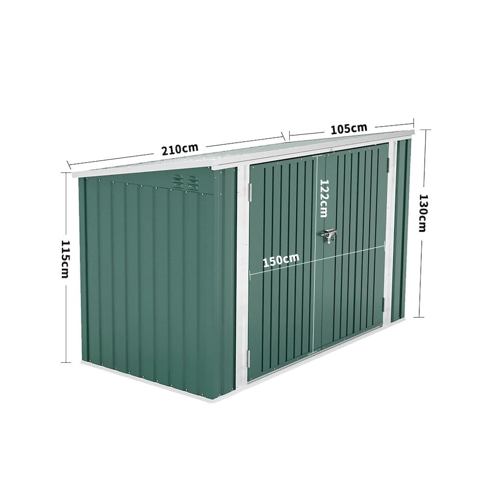 image 1 of Living and Home Heavy Duty Steel Bicycle Storage Shed - Dark Green