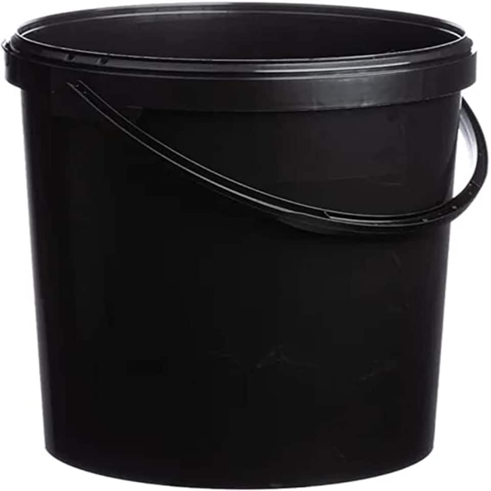 image 1 of 10 x Strong Heavy Duty 25L Black Multi-Purpose Plastic Storage Buckets With Lid & Handle