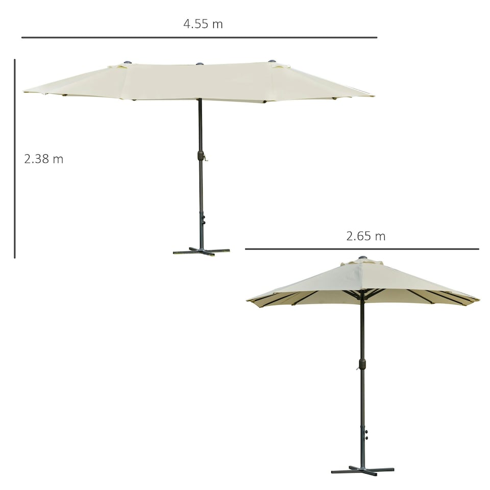 image 1 of Outsunny 4.6M Garden Patio Umbrella Canopy Parasol Sun Shade w/ Base Off White