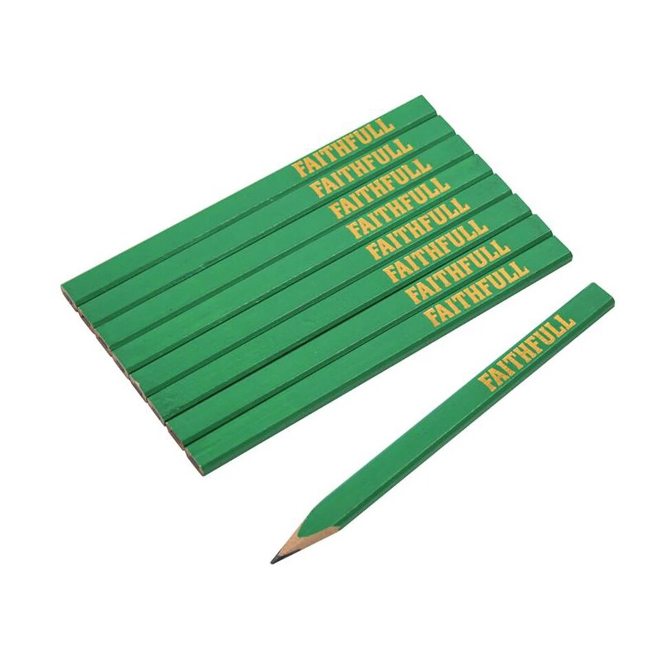 image 1 of Faithfull Fsc Carpenter's Pencils - Green / Hard (pack 10) | Multi | Multi Colour | One Size | 1