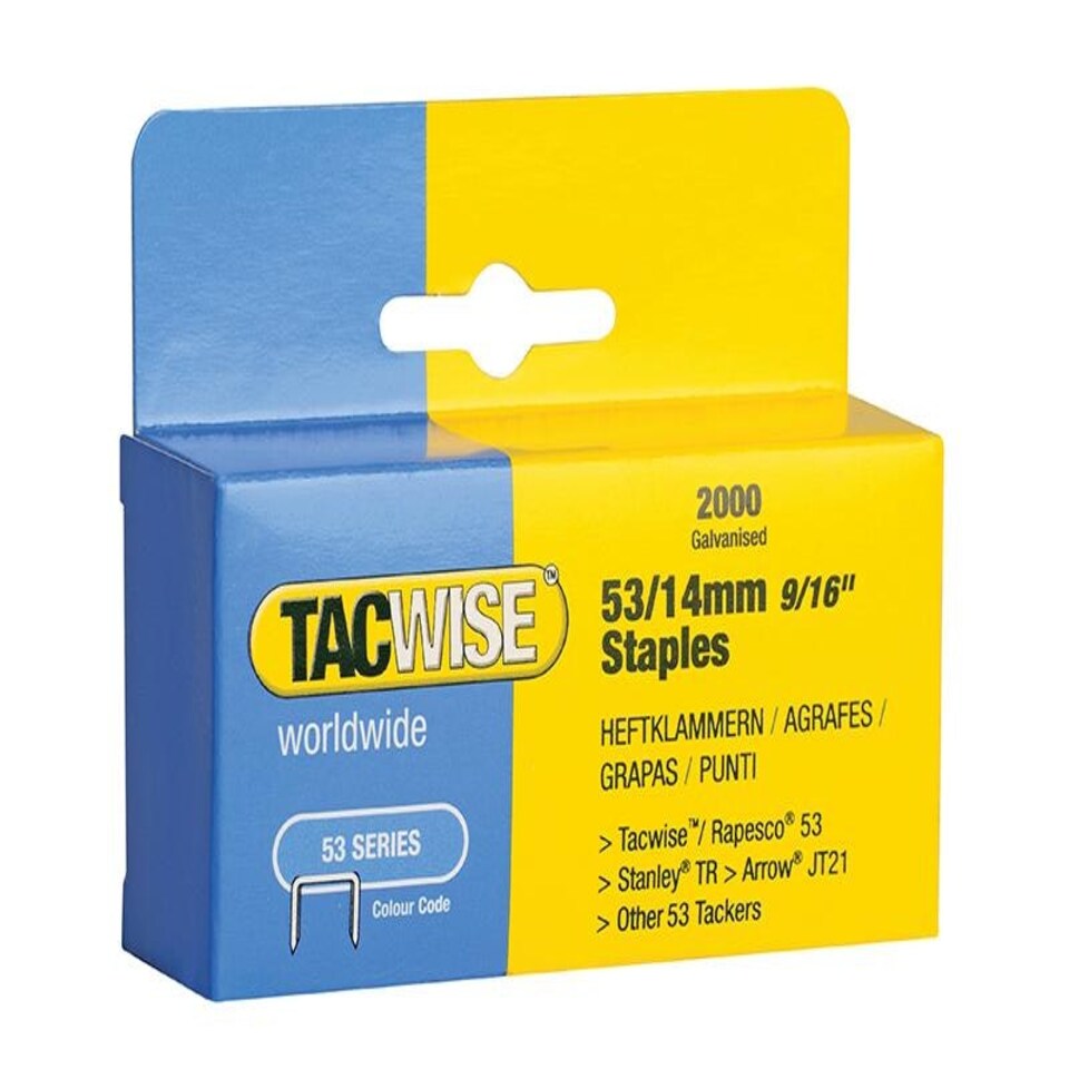 Tacwise 53 Light-Duty Staples 14Mm (Type Jt21 A) Pack 2000
