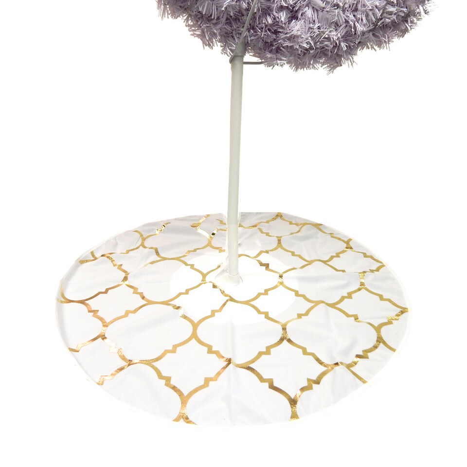image 1 of Tree Skirt - White & Gold Foil