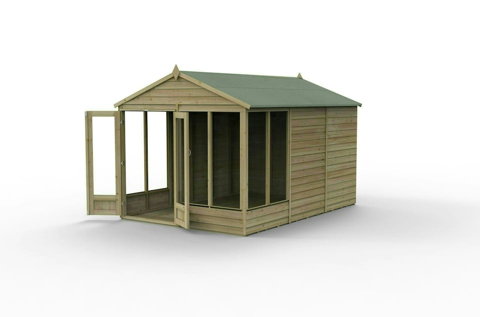 image 1 of Forest Garden 4LIFE Apex Summerhouse 8x12 - Double Door - 6 Window