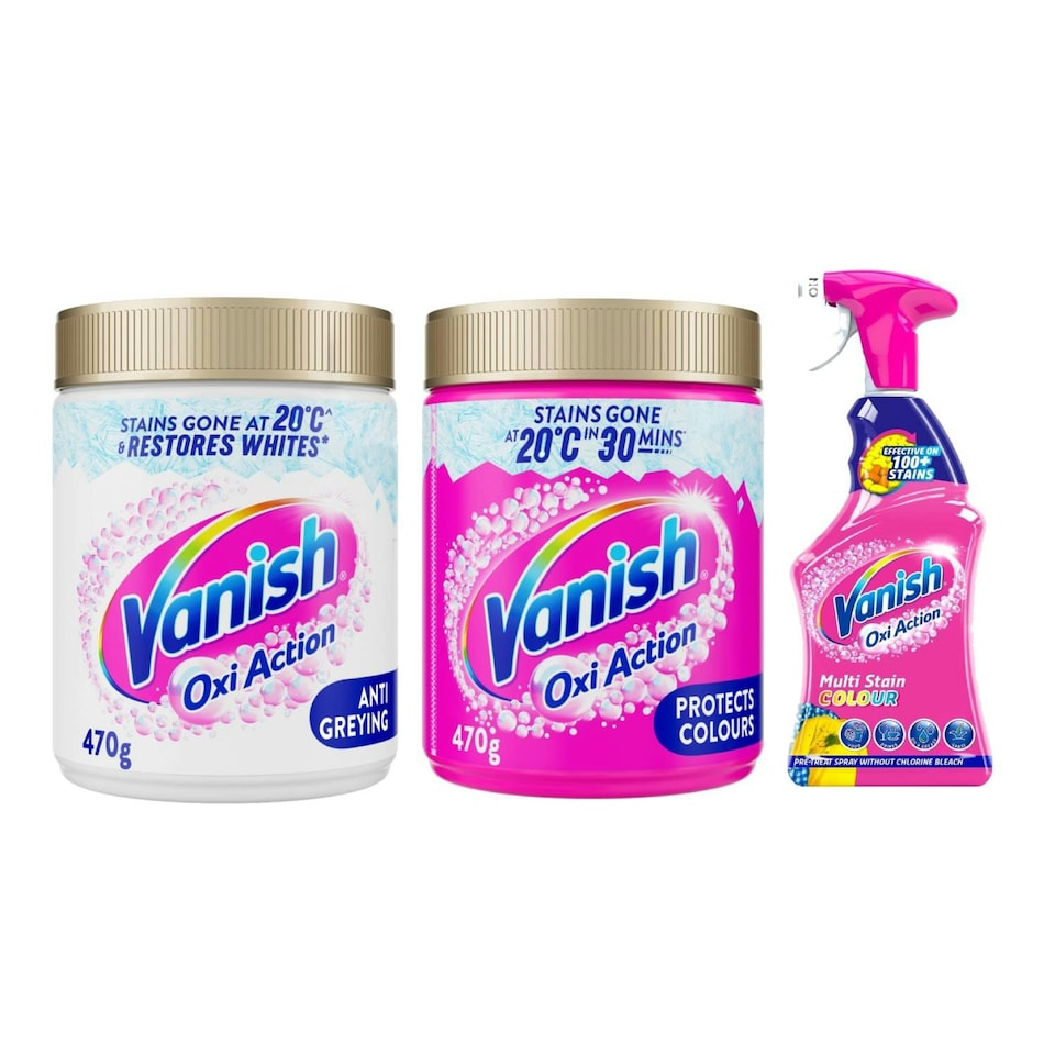 image 1 of Vanish Oxi Action Stain Remover Powder & Spray for Colours & Whites Bundle