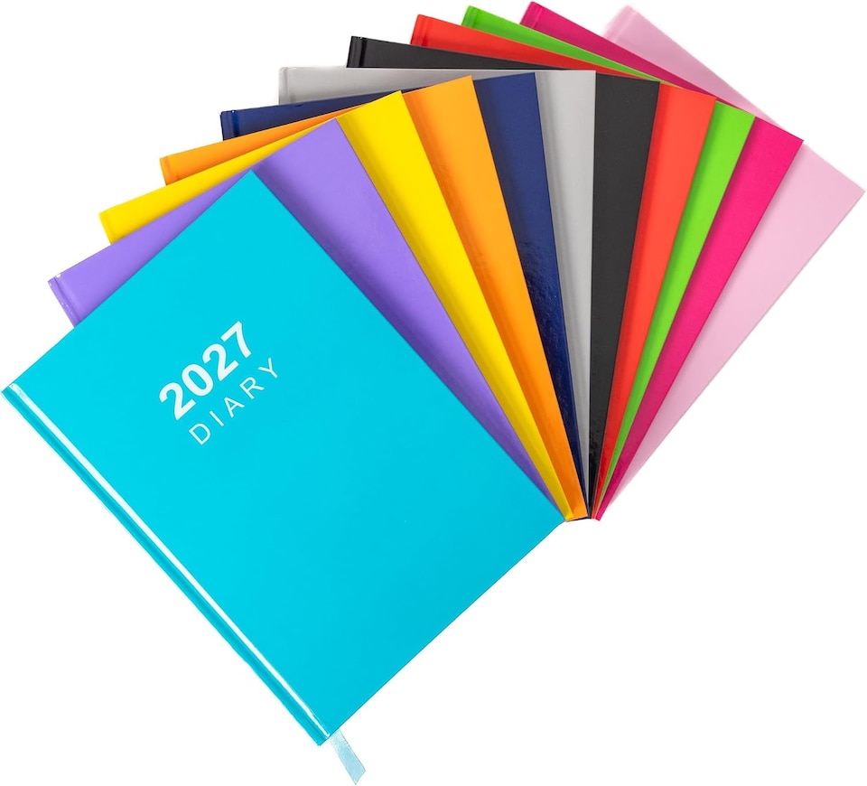 image 1 of 2027 Diary A5 Week to View - Hardback Planner Organiser with Ribbon Bookmark - Weekly Appointment Journal Notebook (Teal) | Blue | Teal