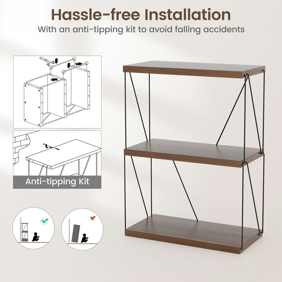 image 1 of COSTWAY 3-Tier Display Rack Industrial Storage Shelving Unit