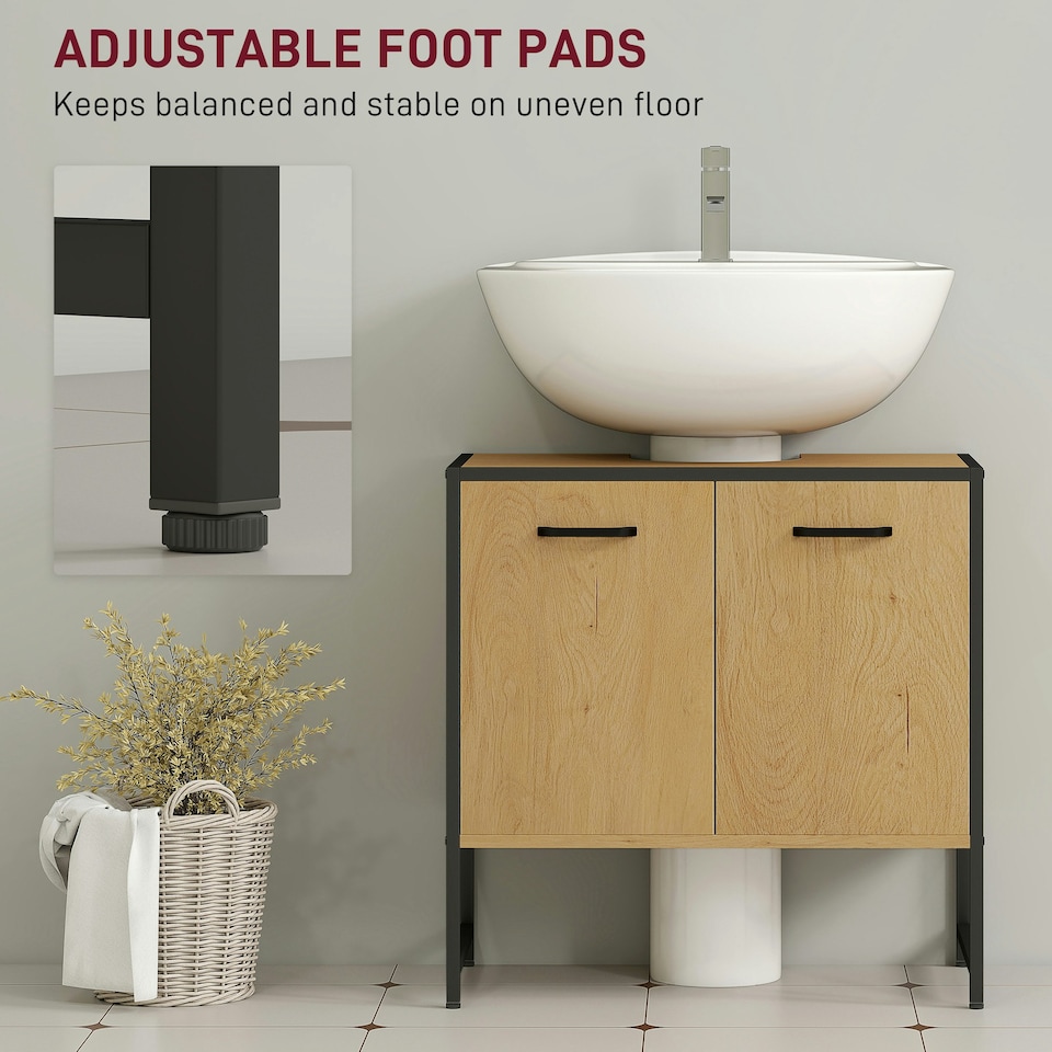 image 1 of HOMCOM Bathroom Under Sink Cabinet for Basin without or with Pedestal Nature Brown | Black