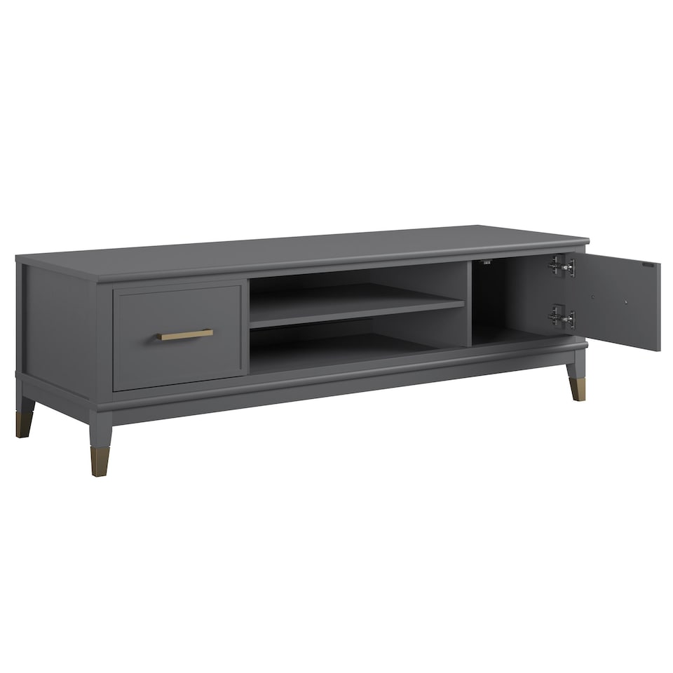 image 1 of Westerleigh TV-Stand with Doors in Black | Black | BLACK | One Size
