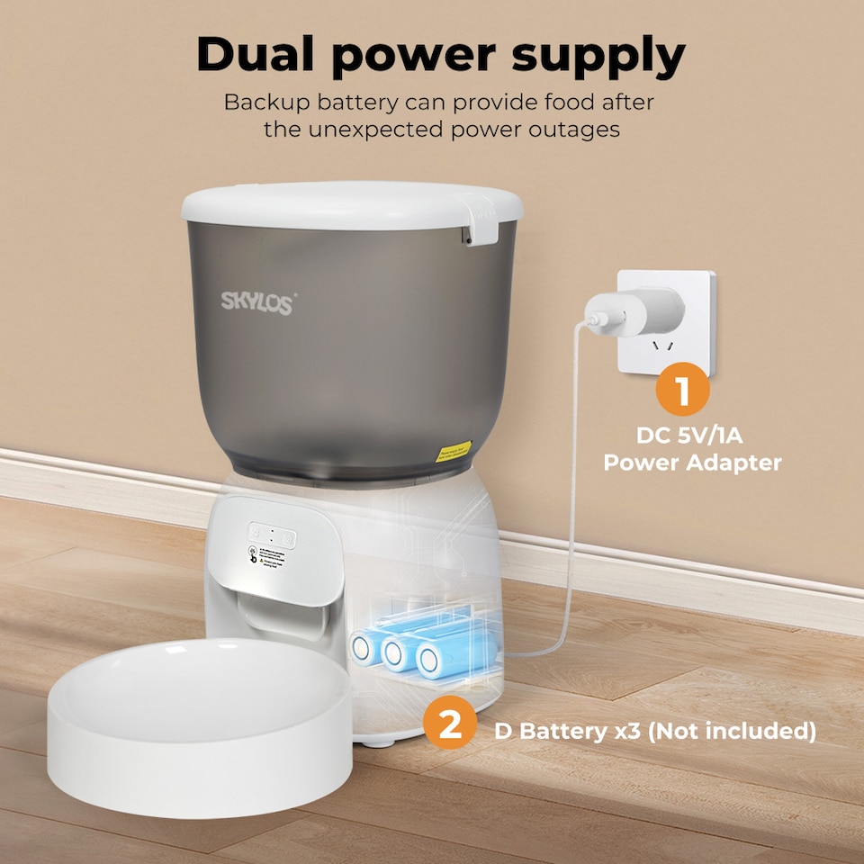 image 1 of Skylos 4L Automatic Pet Feeder Wifi Auto Smart Dog Food Dispenser Timer Feed
