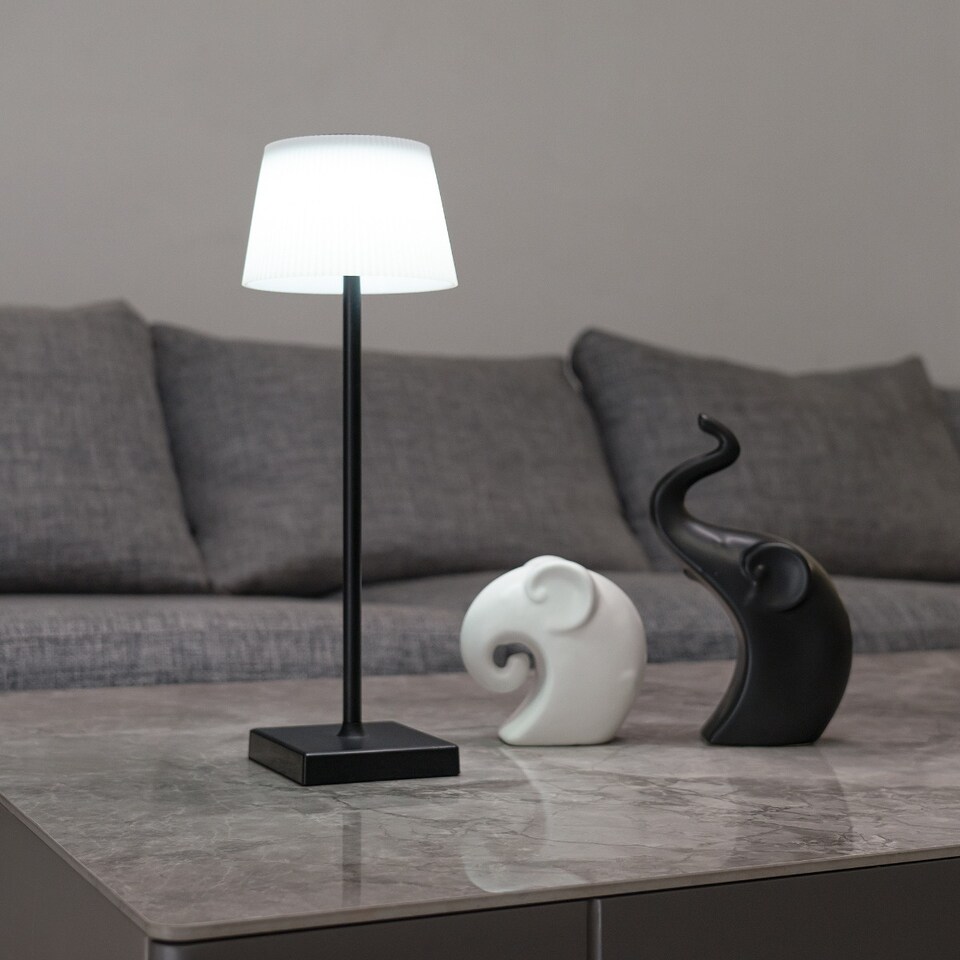 image 1 of Auraglow Rechargeable Cordless LED Table Lamp - CAPRI | White | Black/White