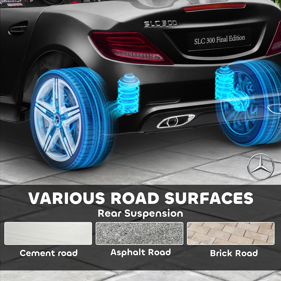 image 1 of AIYAPLAY Benz SLC 300 Licensed 12V Electric Car for Kids, Kids' Electric Ride on with Parental Remote, Music Lights, Suspension Wheels for 3-6 Years, Black