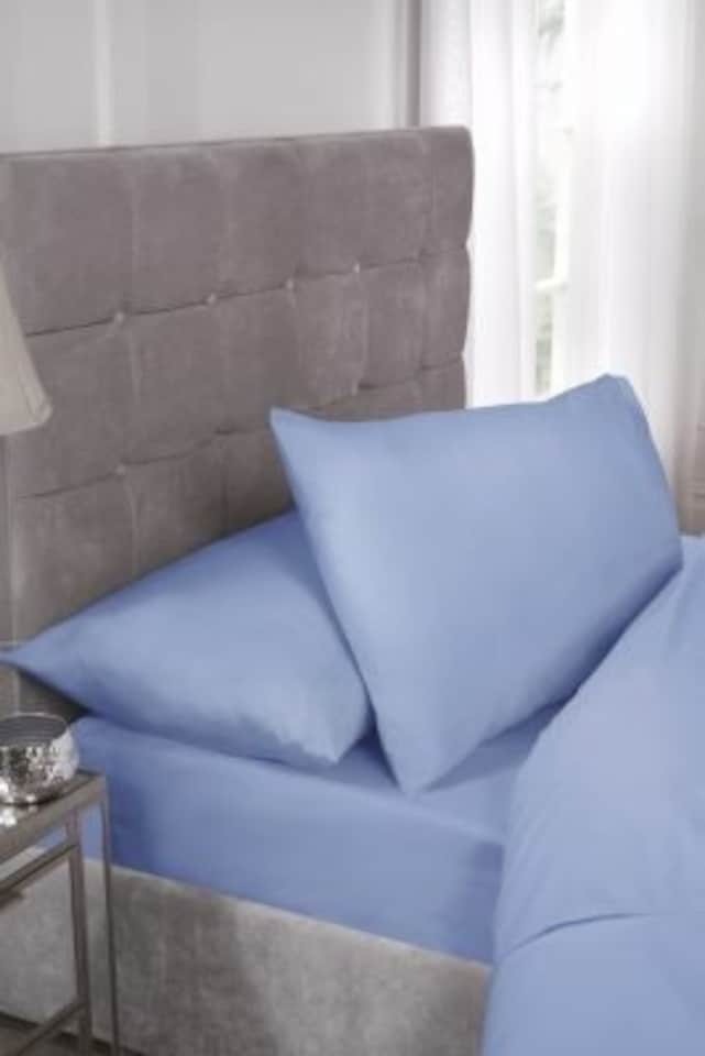 image 1 of Percale Duvet Set Single Bed Blue