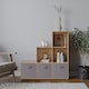 image 2 of 6-Cube Step Shelving Unit With Non Woven Inserts | Brown | Oak & Grey | 1
